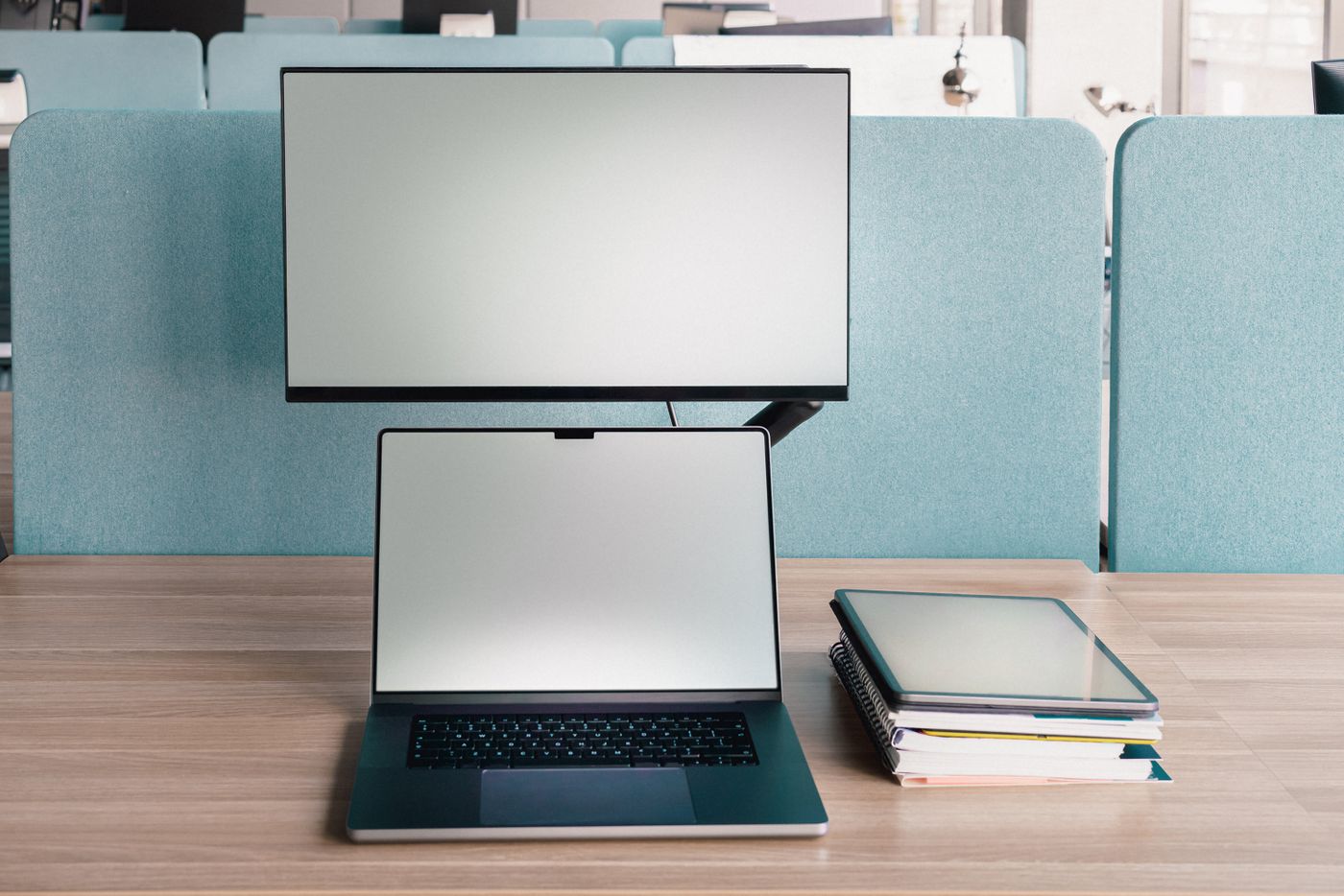 External monitor and laptop arranged on a desk